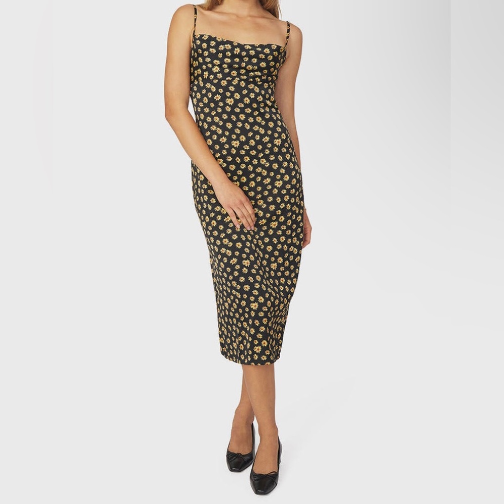 NWT COWL DITSY DAISIES MIDI DRESS